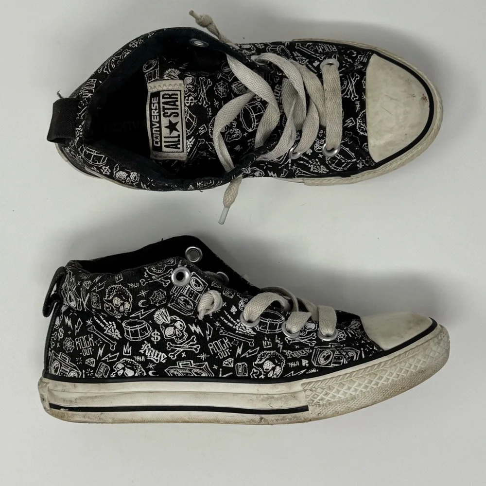 Converse Rock’n’Roll Drum Sneakers, juniors 2, punk, skater, music,‎ band, skull